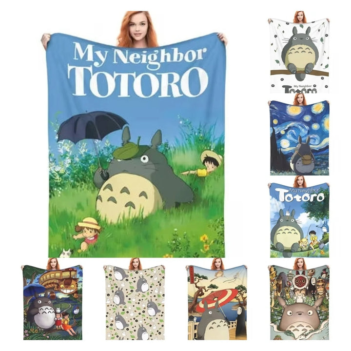 Cartoon Funny Cute T-Totoros Blanket Coral Fleece Plush  Soft Throw Blankets for Car Sofa Couch Bed Rug