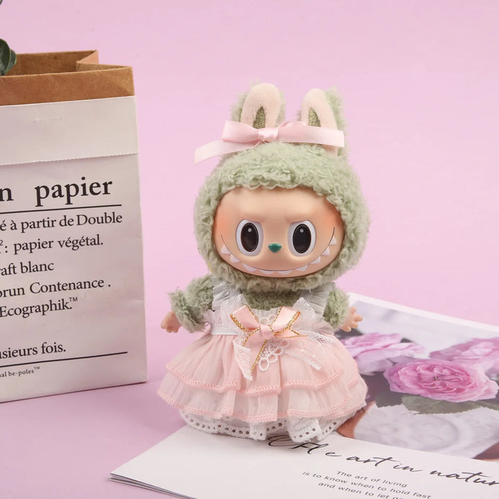 Mini Plush Doll Summer Cute Cute Dress 15cm/17cm Labubu I II Idol Doll Clothing Accessories Sitting Party Korean Kpop Exo