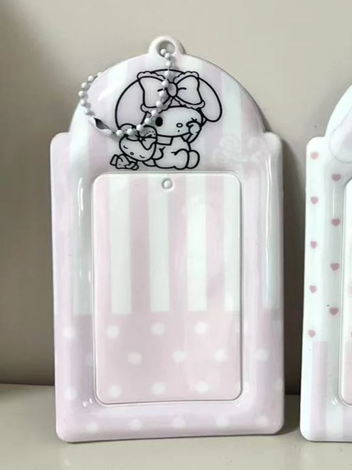 Kawaii Sanrio Sugarbunnies Id Card Holder Keychains New Anime Passport Cover Key Ring School Bus Bank Cards Bags Pendants Gifts