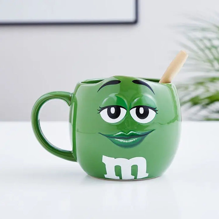 New Hot Chocolate M Beans Ceramics 680ml Mark Water Cup High-Capacity Family Set Table Supplies Funny Facial Expression Cup Gift