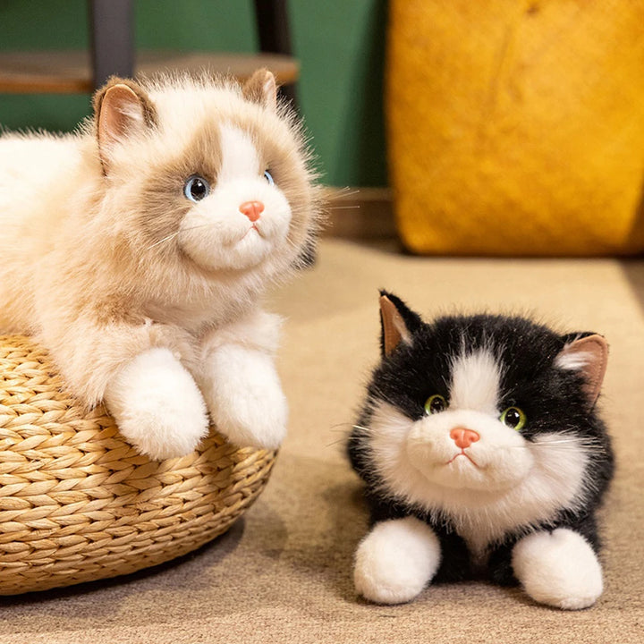 40cm Simulation Black Cat Plush Toys Lying Kitty Cat Stuffed Animal Soft Dolls Cuddle Plushie Gifts Birthday Christmas Presents