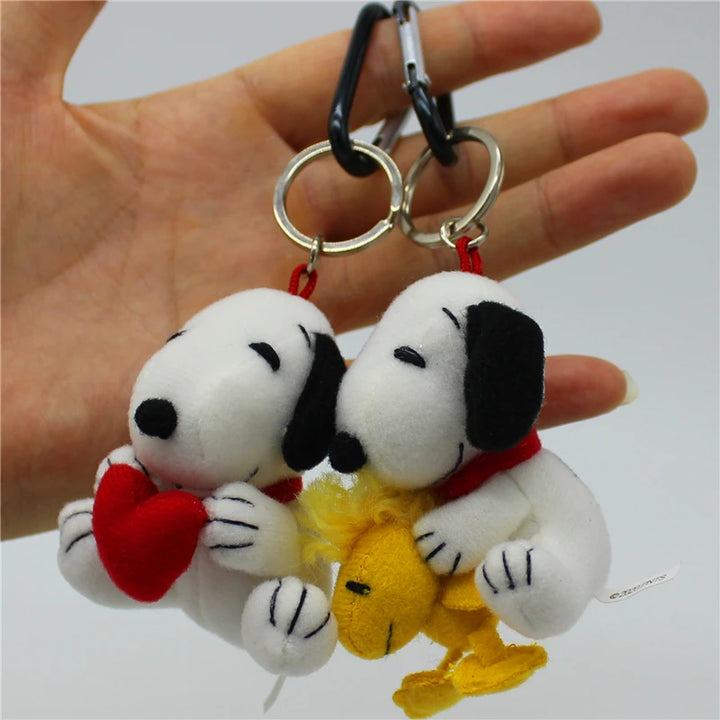 1piece 6CM Cute high quality Peanuts Snoopy Plush pendant toys Snoopy dog Woodstock  KEY CHAIN animal toys