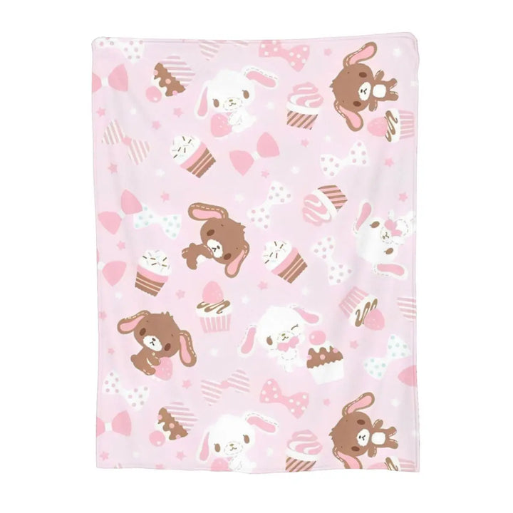Cartoon Sugarbunnies Flannel Throw Blanket Blanket for Sofa Couch Super Warm Plush Thin Quilt