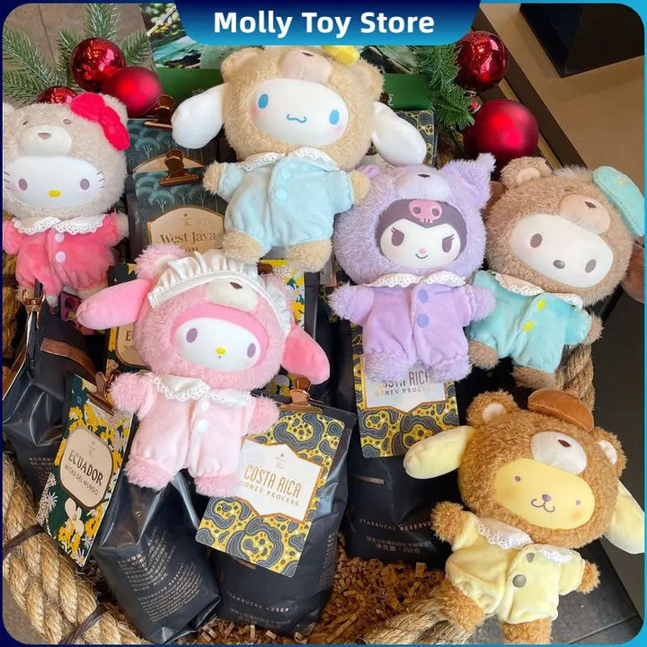 Sanrio Latte Baby Vinyl Plush Doll Cartoon Keychain Charm Keychain Anime Kawaii Women Bag Keychains Mascot Keyring Keyholder