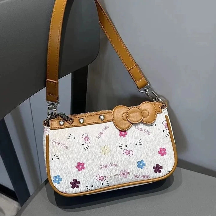 Sanrio Hellokitty Shoulder Bag Cartoon Print Handbag  Large Capacity Shoulder Bag For Women Fashion Underarm Bag Holiday Gifts