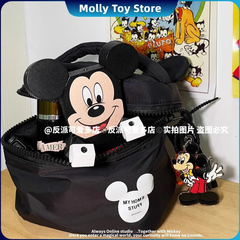 Kawaii Disney Mickey Portable Cosmetic Bag Cute Cartoon Large Capacity Storage Bag Travel Wash Bag Gifts