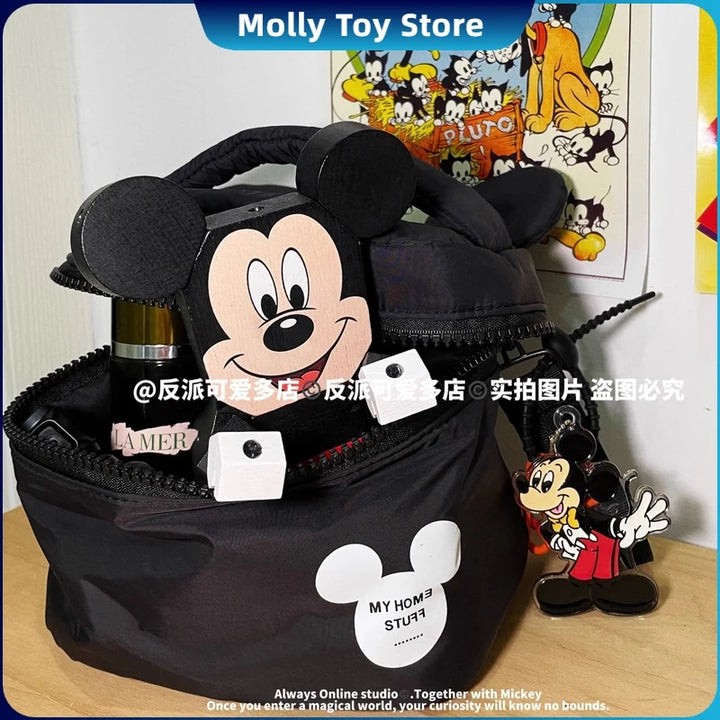 Kawaii Disney Mickey Portable Cosmetic Bag Cute Cartoon Large Capacity Storage Bag Travel Wash Bag Gifts