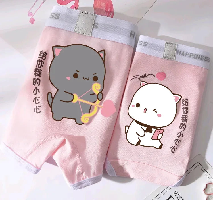 Cute Mitao Cat Underpants Couple Set Made Of Pure Cotton Cartoon Low Waisted Comfort Women Man Short Pants Confession Girl Boy