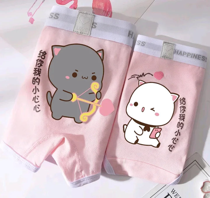 Cute Mitao Cat Underpants Couple Set Made Of Pure Cotton Cartoon Low Waisted Comfort Women Man Short Pants Confession Girl Boy