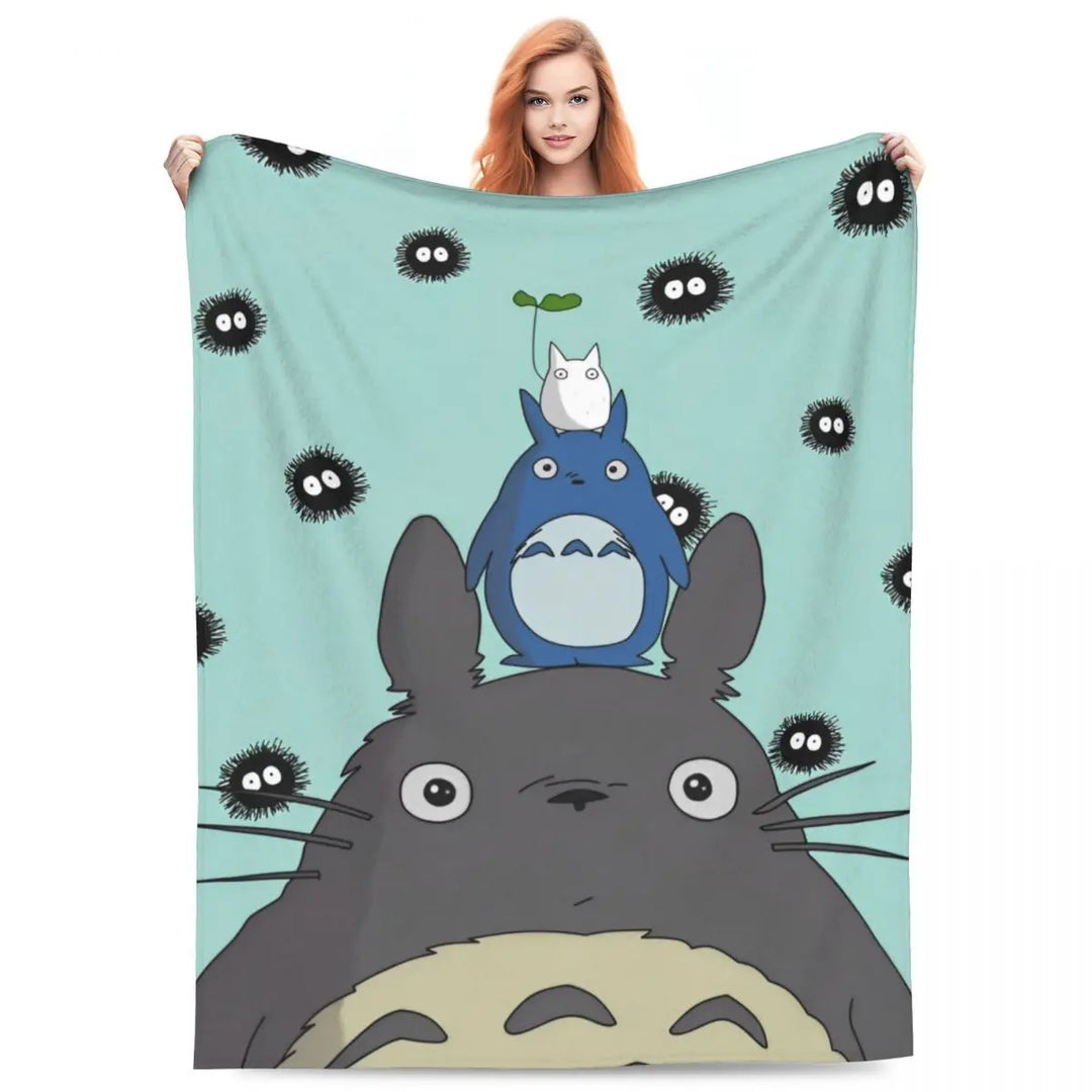 Cartoon Funny Cute T-Totoros Blanket Coral Fleece Plush  Soft Throw Blankets for Car Sofa Couch Bed Rug