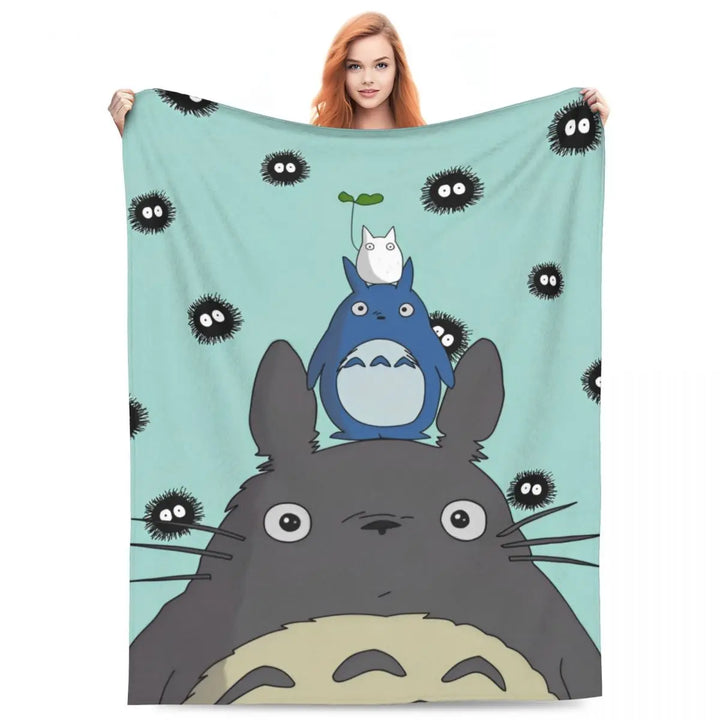 Cartoon Funny Cute T-Totoros Blanket Coral Fleece Plush  Soft Throw Blankets for Car Sofa Couch Bed Rug