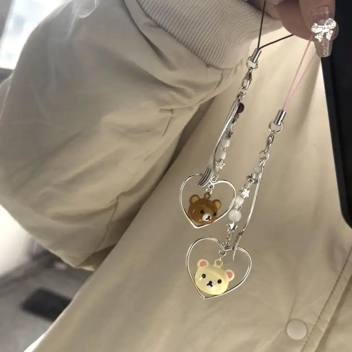 Kawaii Rilakkuma Mobile Phone Chain Cute Cartoon Bead Ccd Camera Pendant Y2K Backpack Decoration Boys and Girls Birthday Gifts