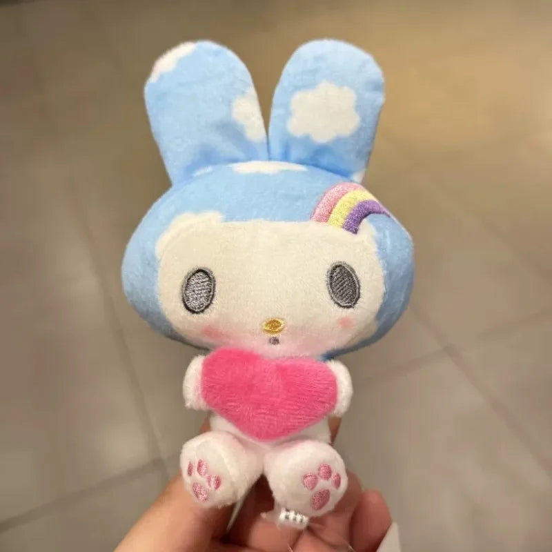 Sanrios 50th Anniversary Series Hello KittyMy Melody Plush Keychain Cute Melody heart Bag Pendant  Stuff Accessories For Gift