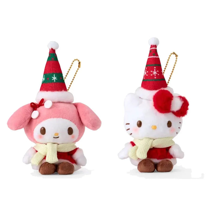 Kawaii Sanrio My Melody Hello Kitty Christmas Hat Scarf Plush Backpack Pendant Stuffed Doll Keychain Decoration Birthday Gift