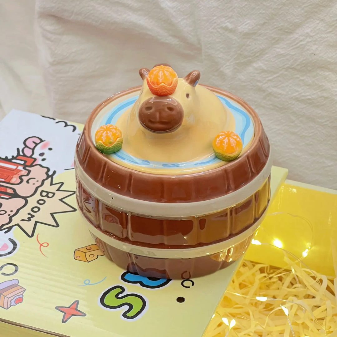 Kawaii Capybara Character Peripheral Ceramic Mug Cartoon Cute High-Capacity Milk Water Cup Festive Gifts Party Decorations Gift