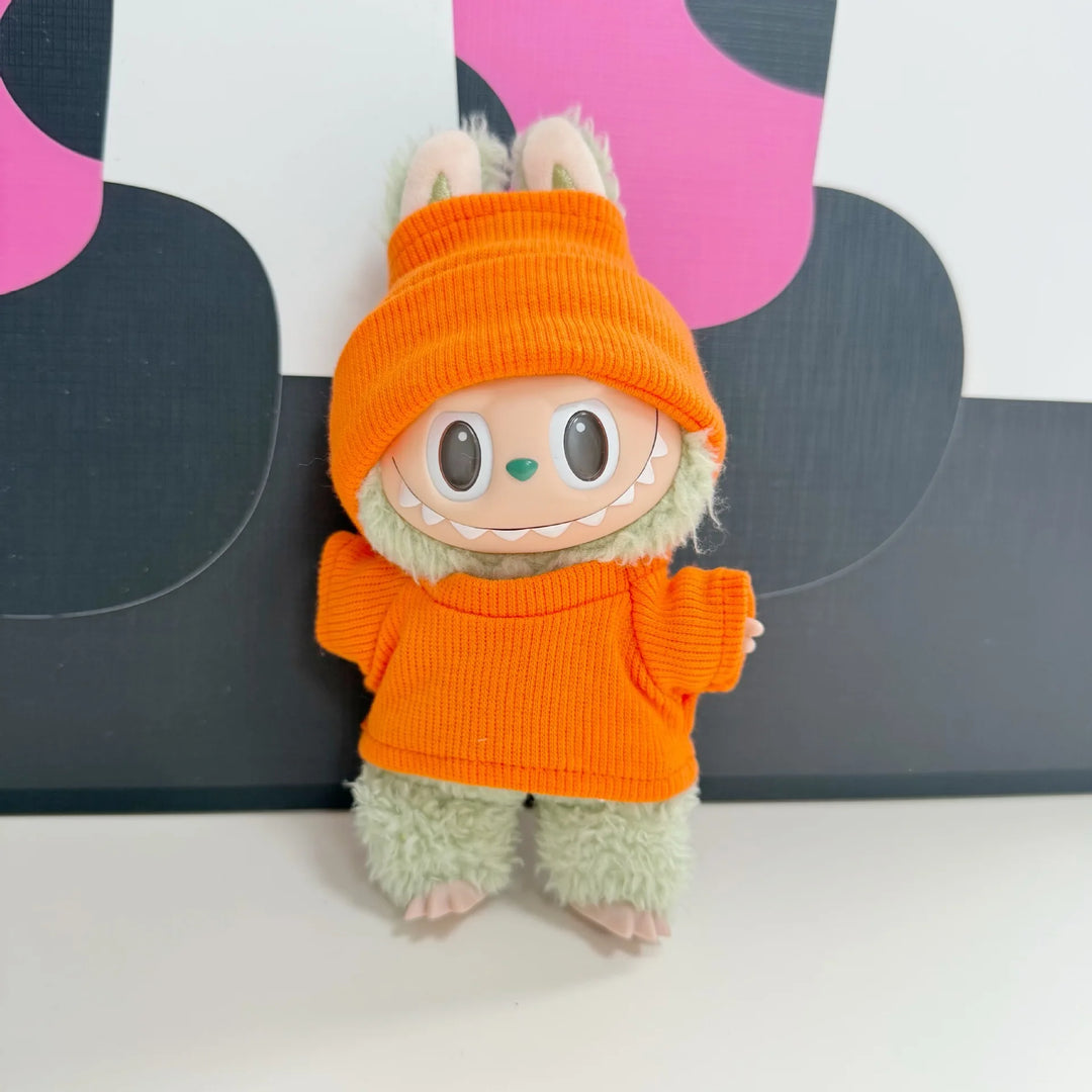 17cm Labubu Doll Clothes 1st/2nd/3rd Gen Candy Color Stretch Shirt with Hat Plush Toy Outfits