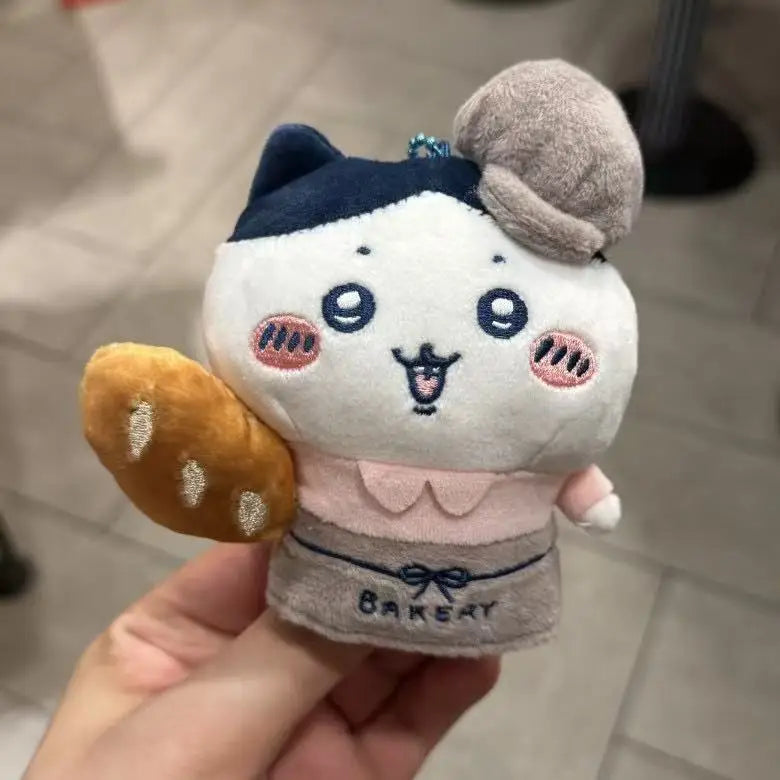 MINSO Cute chef Plush Doll Keychains Anime Cartoon Hachiware Dessert Bread sandwich Self-deprecating Bear USAGI Bag Accessories