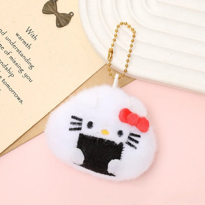 Kawaii Sanrio Hello Kitty Laver Rice and Vegetable Roll Plush Toys Backpack Pendant Cartoon Key Chain Doll Girls Birthday Gift