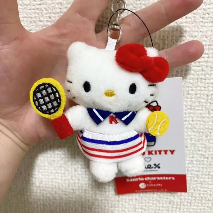 Sanrio Hello Kitty Tennis Plush Toys Kawaii Keychain Soft Stuffed Doll Backpack Pendant Cute Cartoon Decoration Birthday Gift
