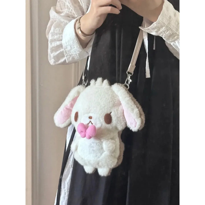 Kawaii Sanrio Sugarbunnies Plush Messenger Bag Cartoon Cure Double-Sided Bag Shirousa Kurousa Large Capacity Shoulder Bag Gifts