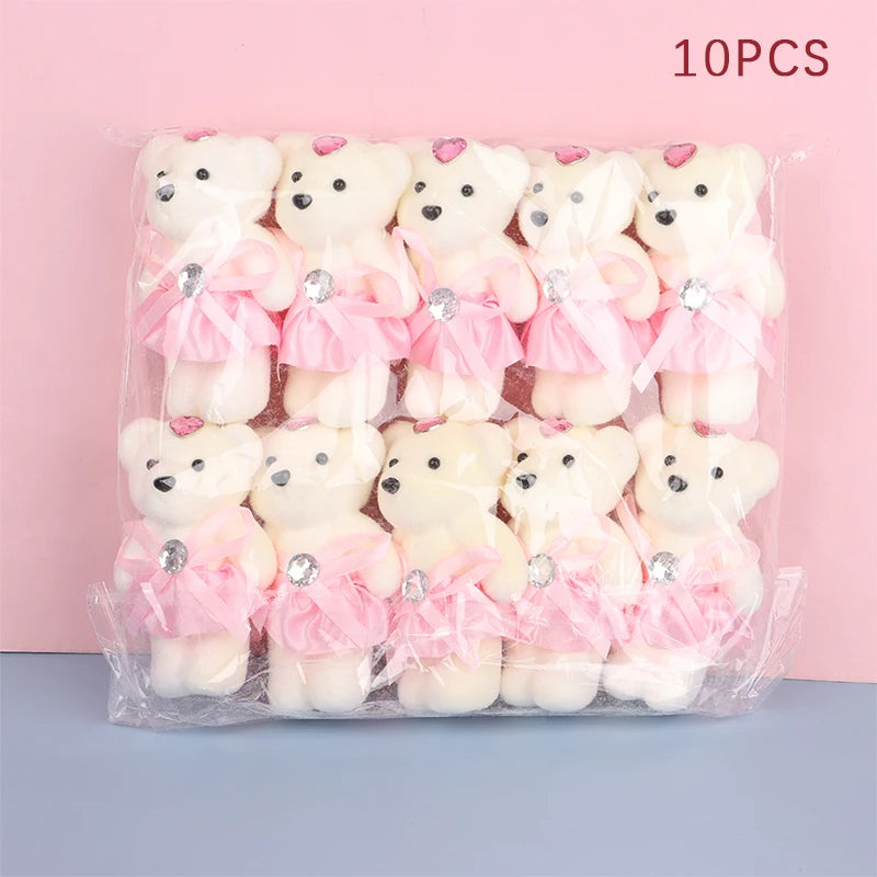 10PCS Small Teddy Bear Plush Doll Birthday Flower Bouquet Cartoon Bear Wedding Valentine's Day Decoration Christmas Gift Kid Toy