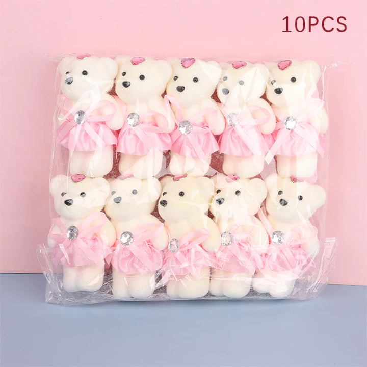 10PCS Small Teddy Bear Plush Doll Birthday Flower Bouquet Cartoon Bear Wedding Valentine's Day Decoration Christmas Gift Kid Toy