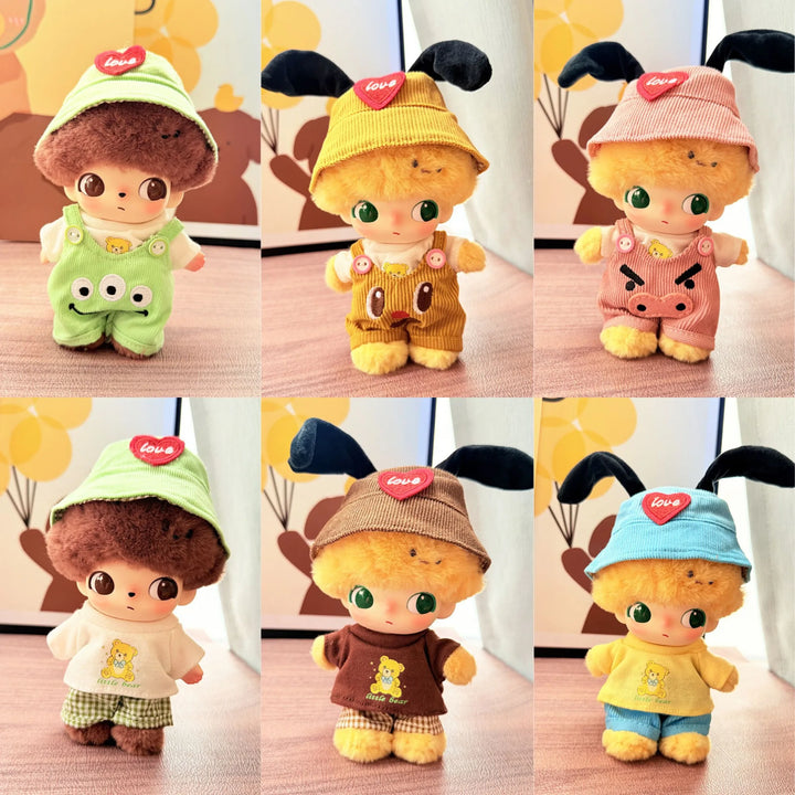 DIMOO WORLD Doll Box Pendulum Accessories Doll Clothes 6 Styles Bib Pants With Hat Overalls 15/17cm Labubu Doll Clothes