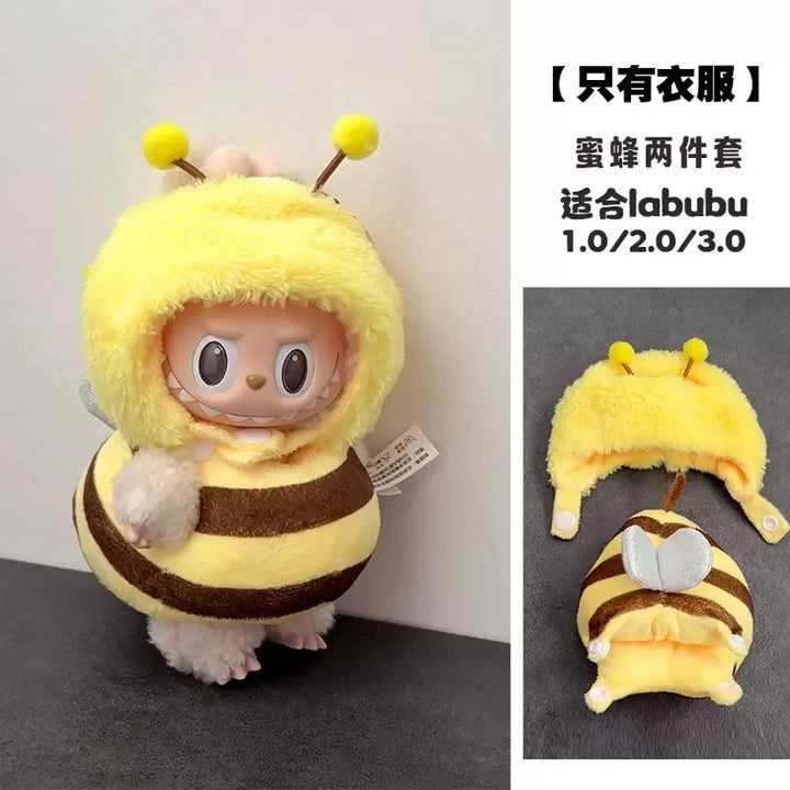 for Labubu 1-3 Gen 17cm Doll Outfits Milk Carton Onigiri Corn Chips & Ramen Bucket Set Bento Bag and Animal-Shaped Clothes