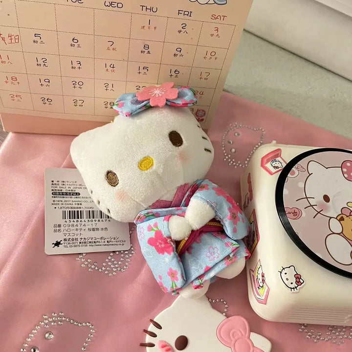 Sanrio Kimono Hello Kitty Plush Doll Pendant Keychain Cartoon Kitty Cat Plush Keychains Bag Accessories Gifts Car Key Pendant