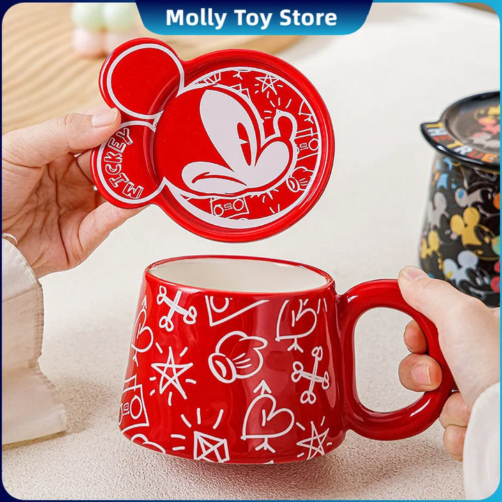 Disney Mickey Marie Cat Peripherals Ceramic Mug Cartoon Cute High-Capacity Milk Water Cup Festive Gifts Party Decor Gift
