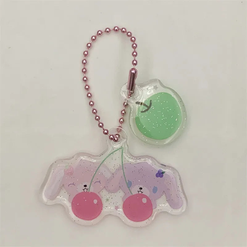 Sugarminuet Cherry Acrylic Keychain Charms Strawberryusa Blueberryusa Cute Kawaii Phone Keychains Mascot
