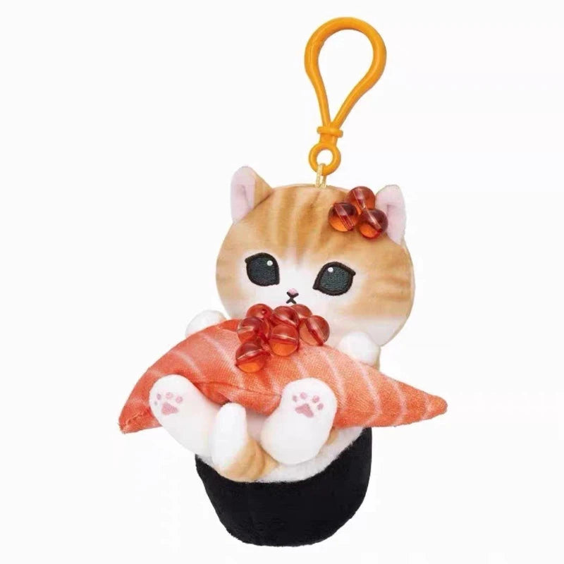 Cartoon Mofusand Kawaii  Shark Cat Keychain Pendant Cartoon Sushi Salmon Pendant Shark Cat Cross-Dressing doll Backpack Decor