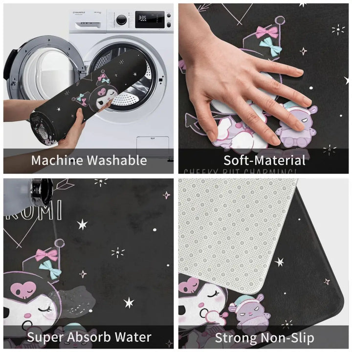 Kuromi Cheeky But Charming Merch Memory Foam Bath Mat Rug Non-Slip Water Absorption Bathroom Floor Rugs Carpet For Door Doormat