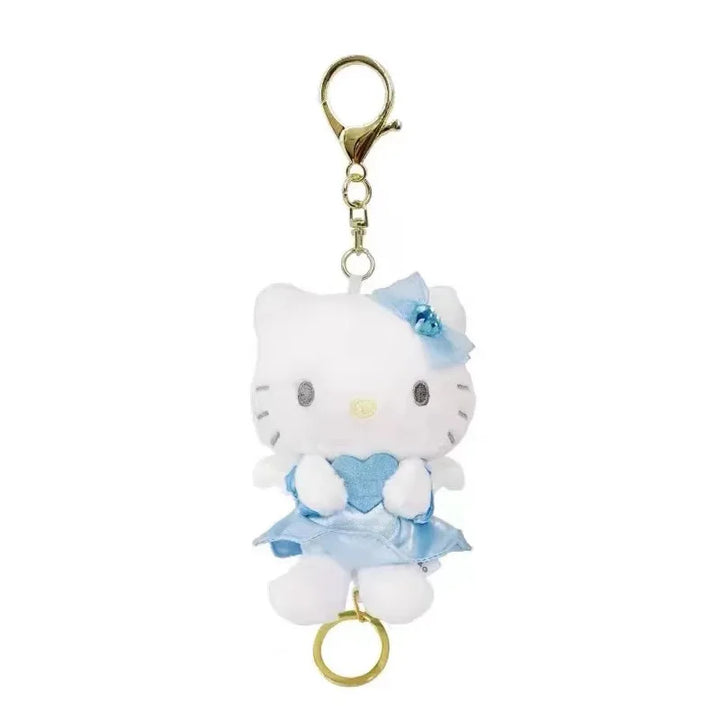 Sanrio Hello Kitty Angel Nurse Plush Toys Kawaii Telescopic Keychain Backpack Pendant Accessories Girls Festival Theme Gifts