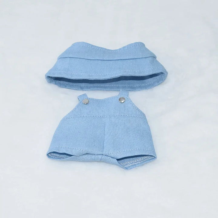 Labubu Doll Clothes Bucket Hat Overalls Dress Up Accessories 15/17cm Plush Doll'S Clothes Replacement