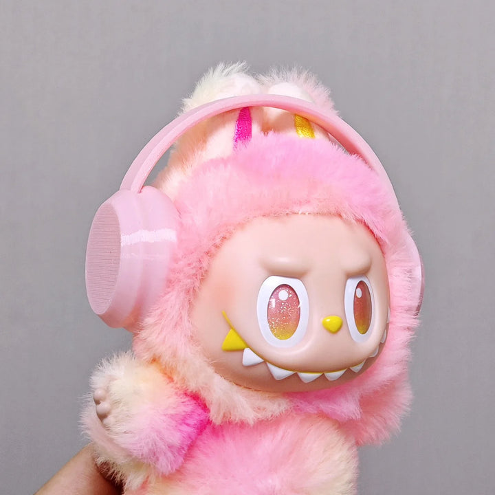 15cm/17cm Labubu Universal Hoodie Set Gray Trendy Outfit with Camera Glasses Headphones & Canvas Shoes Series 1-3 Compatible