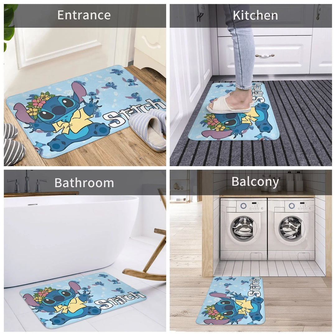 Cartoon Stitch 626 Bathroom Rugs Mat Extra Soft and Absorbent  Bath Rugs Mats Carpet Non-Slip for Entrance Door Doormat