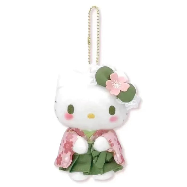 Kawaii Sanrio Kuromi Cinnamoroll Cartoon Matcha Sakura Kimono Hello Kitty Plush Toy Backpack Pendant Keychain Girl Birthday Gift