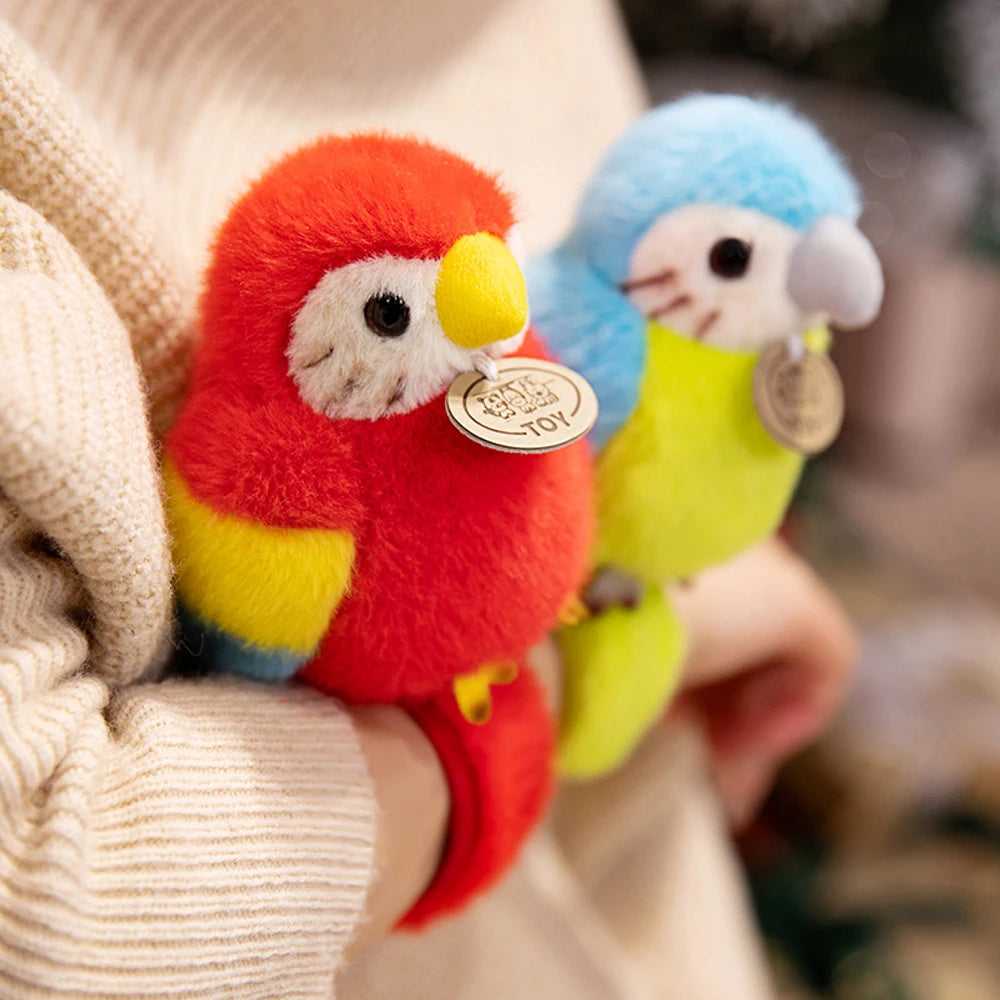 Toucan Key Ring Holder Stuffed Bird Parrot Bracelet Slap Band Plush Toys Pelican Sitting Soft Dolls Functional Gifts Bag Pendant