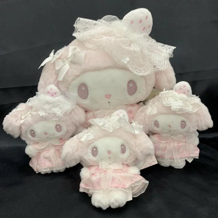 Kawaii Cartoon My Melody Plush Toy Sanrios plush Keychain Lolita sweetness white strawberry Melody Stuffed Doll Coin Purse gift