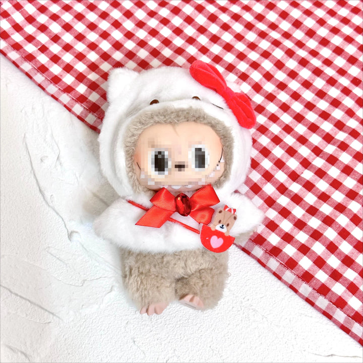 15cm kawaii Sanrio Plush Doll'S Clothes Cape Skirt Suit Cloak Set Accessories for labubu Outfit Clothing Kuromi Hat Accessory