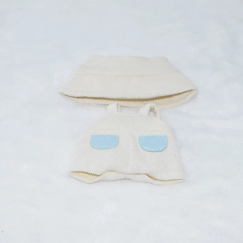 Labubu Doll Clothes Bucket Hat Overalls Dress Up Accessories 15/17cm Plush Doll'S Clothes Replacement