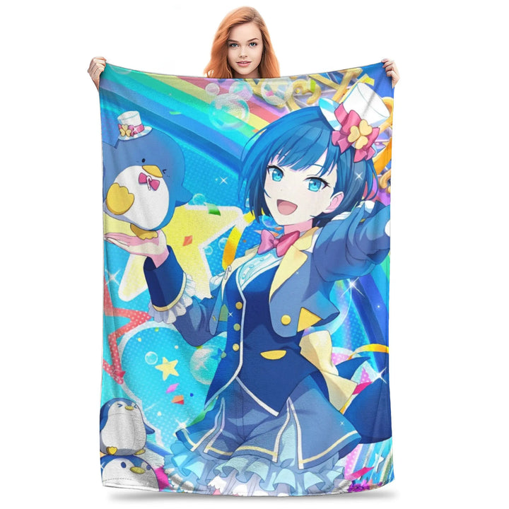 Project Sekai Fleece Blankets  Awesome Throw Blankets for Home Hotel Sofa  125*100cm Quilt