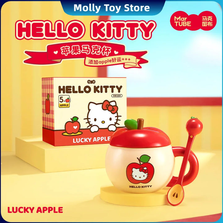 Hellokitty Character Peripheral Apple Ceramic Mugs Large Capacity With Lid And Spoon Cute Mug Cup Anime Themed Milk Water Cups