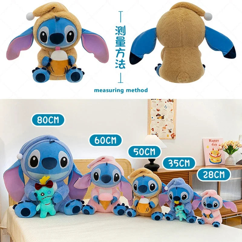 Cartoon 28/80CM Disney Lilo and Stitch Plush Doll Toy Anime Stuffed Kawaii Scrump Stich Soft Plushie Kids Xmas Gifts Birthday