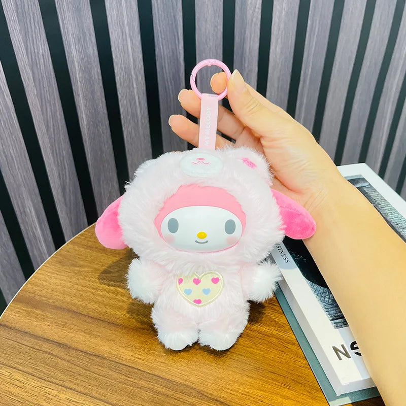 Kawaii Sanrio Kuromi My Melody Cartoon Plush Backpack Pendant Hello Kitty Keychain Doll Decoration Girl Birthday Creative Gift