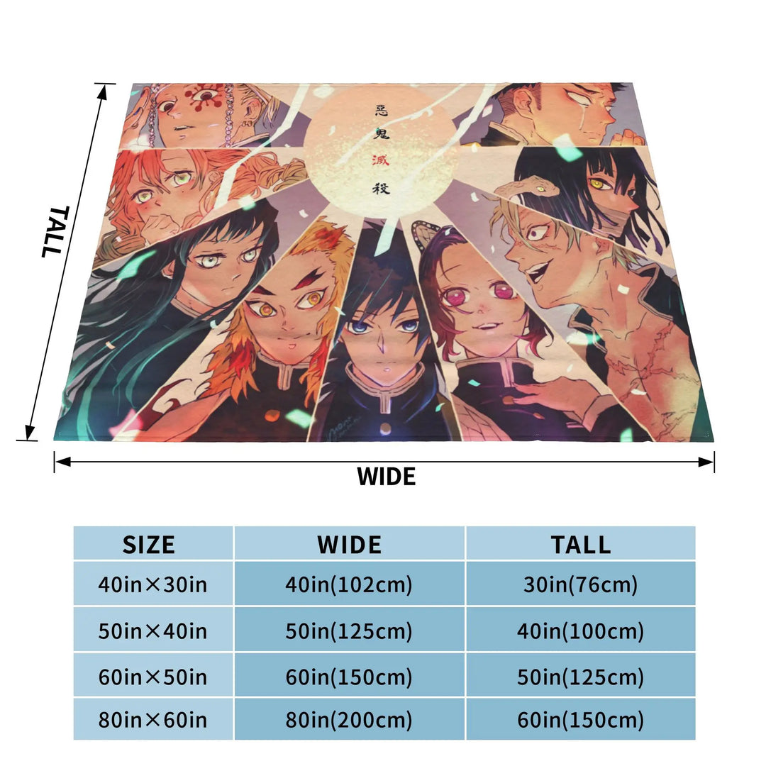 Demon Slayer Japanese Anime Blankets Coral Fleece Plush All Season Portable Soft Throw Blanket for Home Travel Bedding Throws