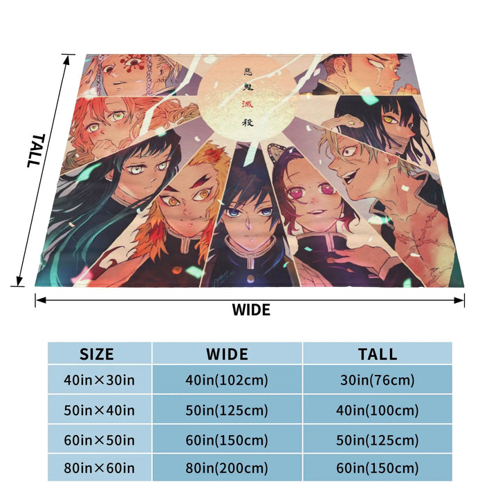 Demon Slayer Japanese Anime Blankets Coral Fleece Plush All Season Portable Soft Throw Blanket for Home Travel Bedding Throws