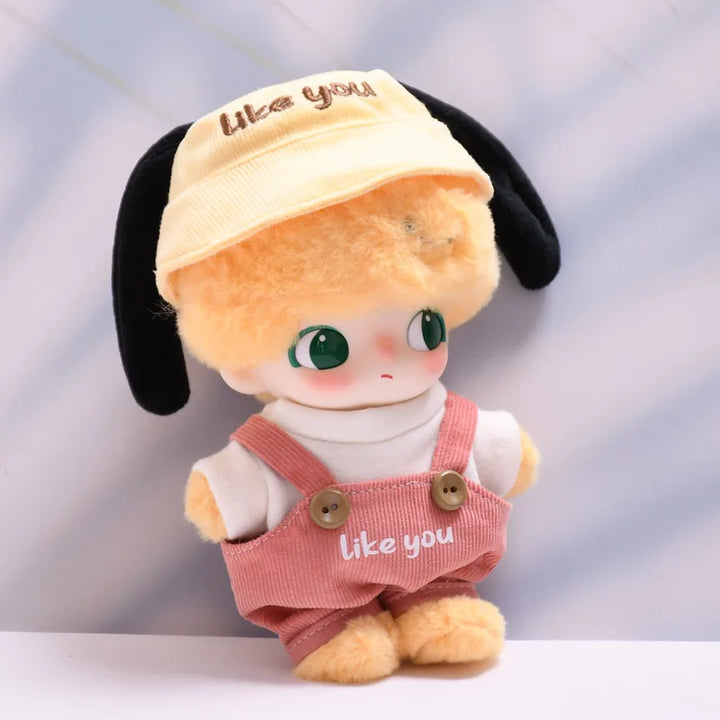 DIMOO WORLD Doll Box Pendulum Accessories Doll Clothes Watermelon Print Overall & T-shirt Set Labubu Doll Clothes