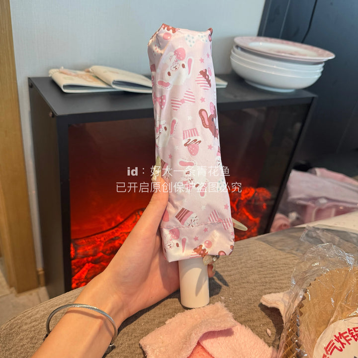 Kawaii Sanrio Sugarbunnies Umbrella Folding Umbrella Rain Or Shine With Thick And Durable Keel Umbrella Uv Resistant Umbrella